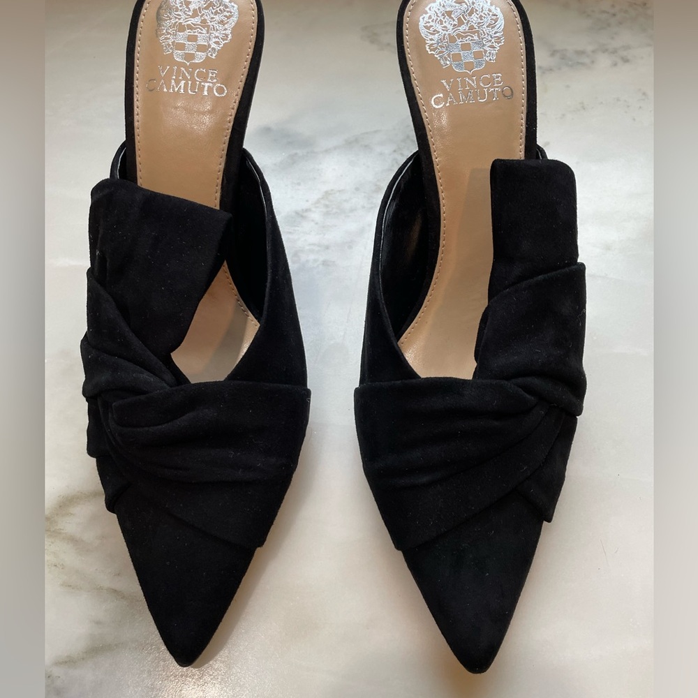 Vince Camuto Amillada Slip-On Mule in Black Suede